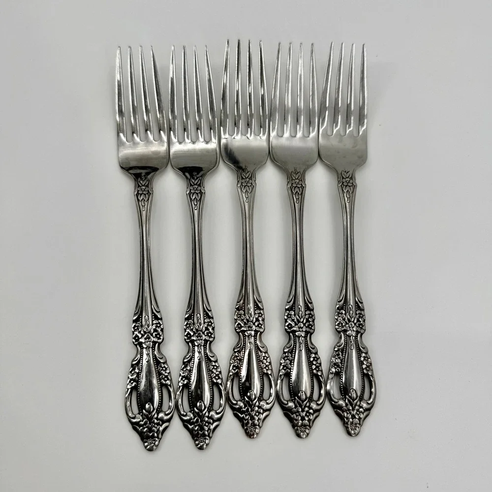 Oneida Distinction Deluxe Raphael Stainless Steel Set 5 Dinner Forks 7.25